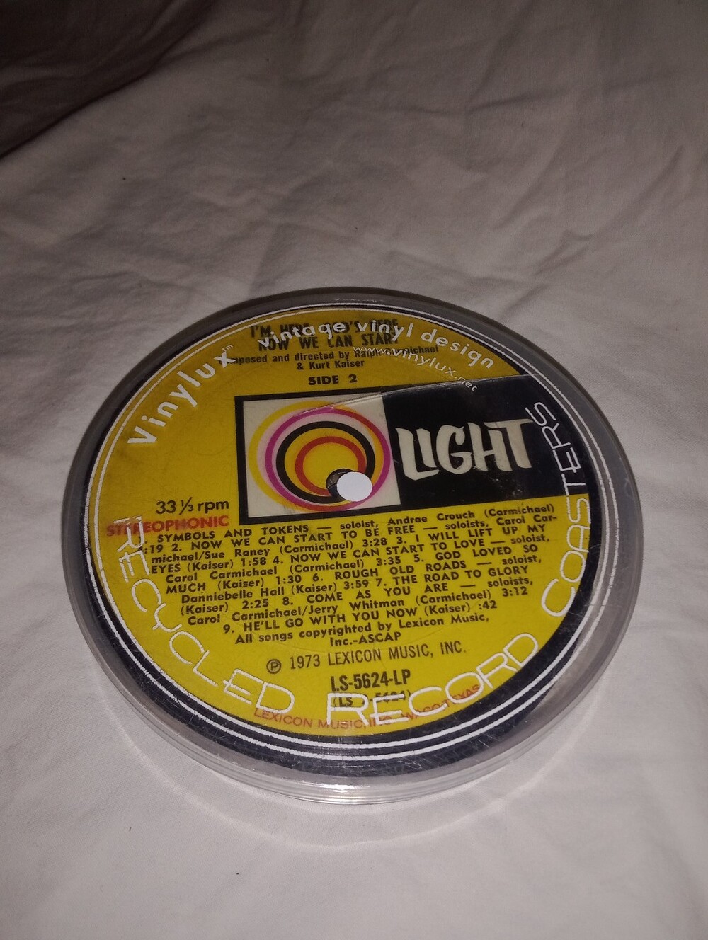 Vintage Recycled Record Coasters For Drinks 4 1/8" Diameter Set of 6 Music Party